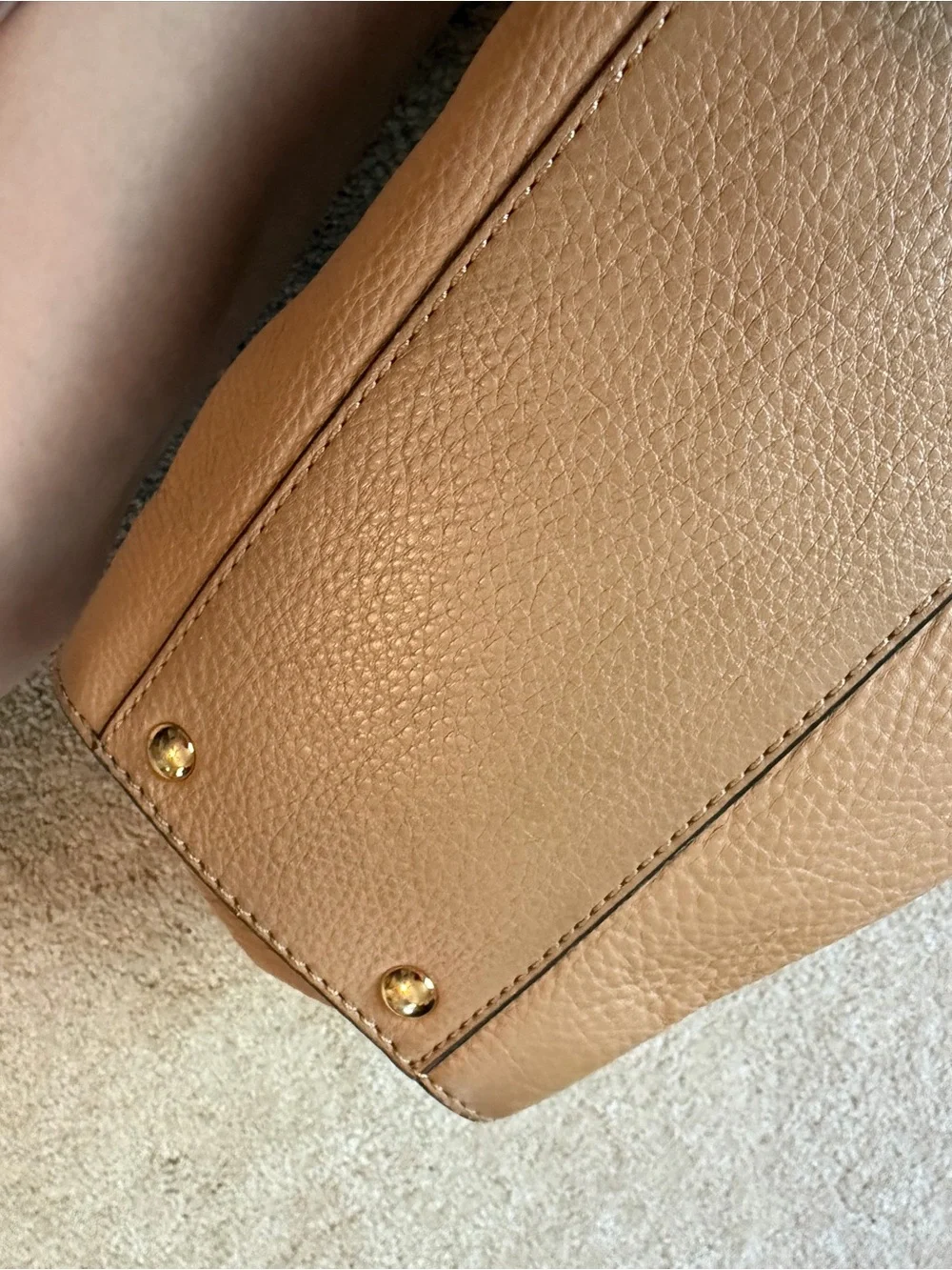 Michael Kors Taupe Pebbled Leather Satchel with Gold Hardware